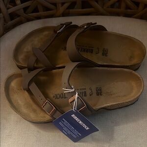 New Birkenstock Mayori Tan  Double Strap Sandals 38 NWT